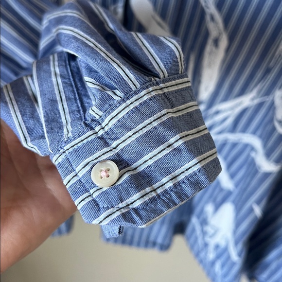 Anthropologie maeve striped relaxed fit painted blue and white swing top - Picture 5 of 11